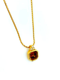 Givenchy Gold Classic Brown Topaz Vintage Pendant - 24 Wishes Vintage Jewelry