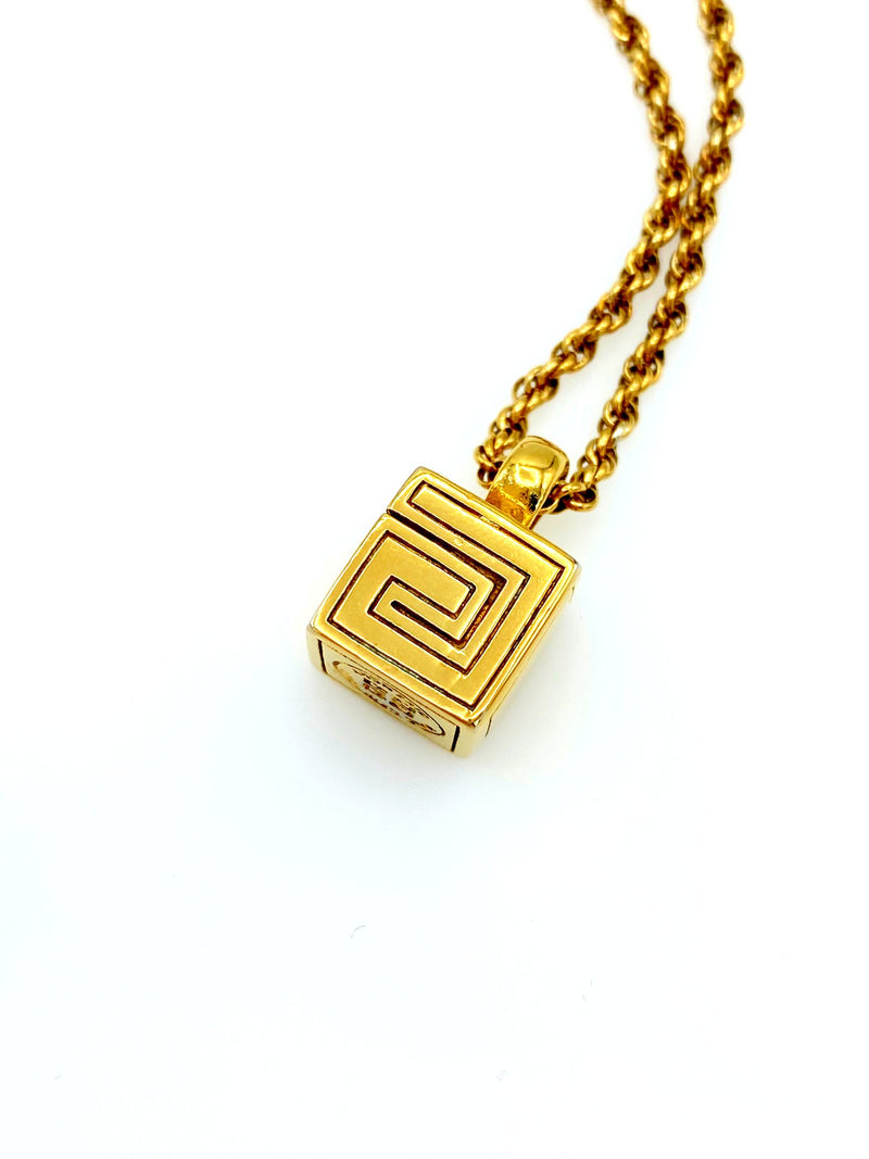 Givenchy Gold Cube Charm Vintage Pendant - 24 Wishes Vintage Jewelry