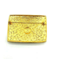 Givenchy Gold Large Envelope Logo Vintage Brooch - 24 Wishes Vintage Jewelry