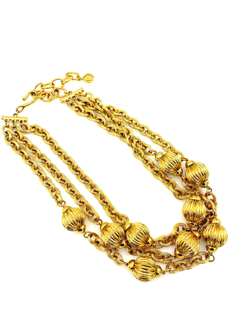 Givenchy Gold Layered Chain & Bead Vintage Pendant - 24 Wishes Vintage Jewelry