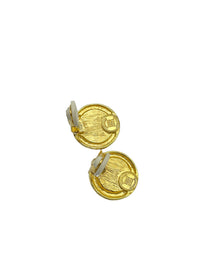 Givenchy Gold Logo Round Clip-On Earrings - 24 Wishes Vintage Jewelry
