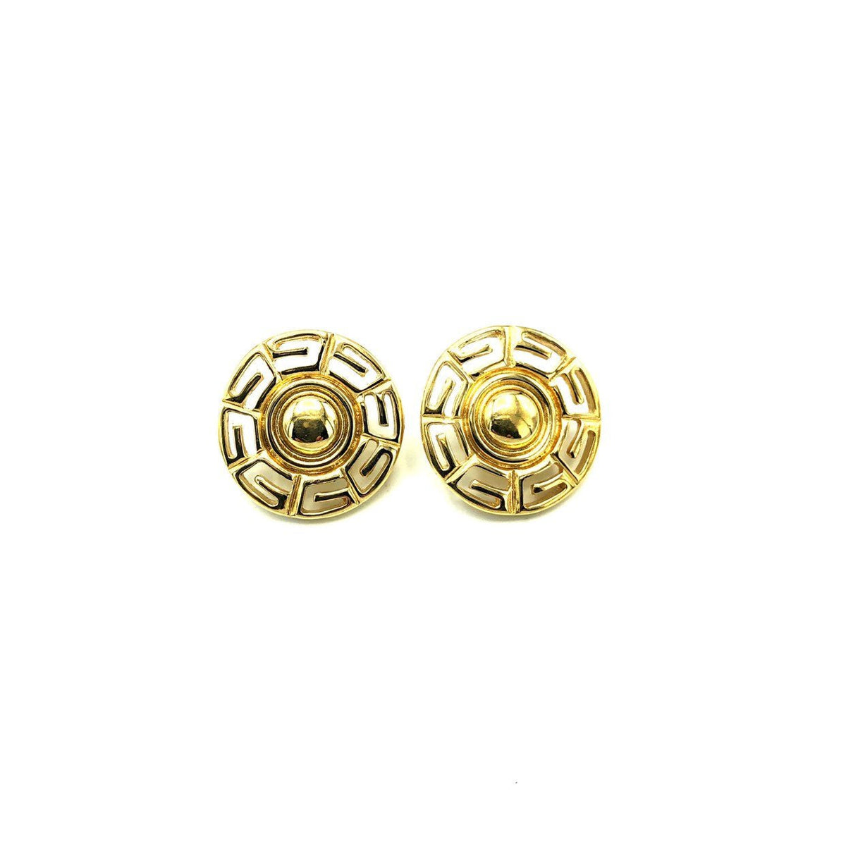 Givenchy Gold Logo Round Disk Pierced Earrings - 24 Wishes Vintage Jewelry
