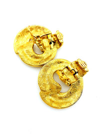 Givenchy Gold Statement Door Knocker Vintage Clip-On Earrings - 24 Wishes Vintage Jewelry