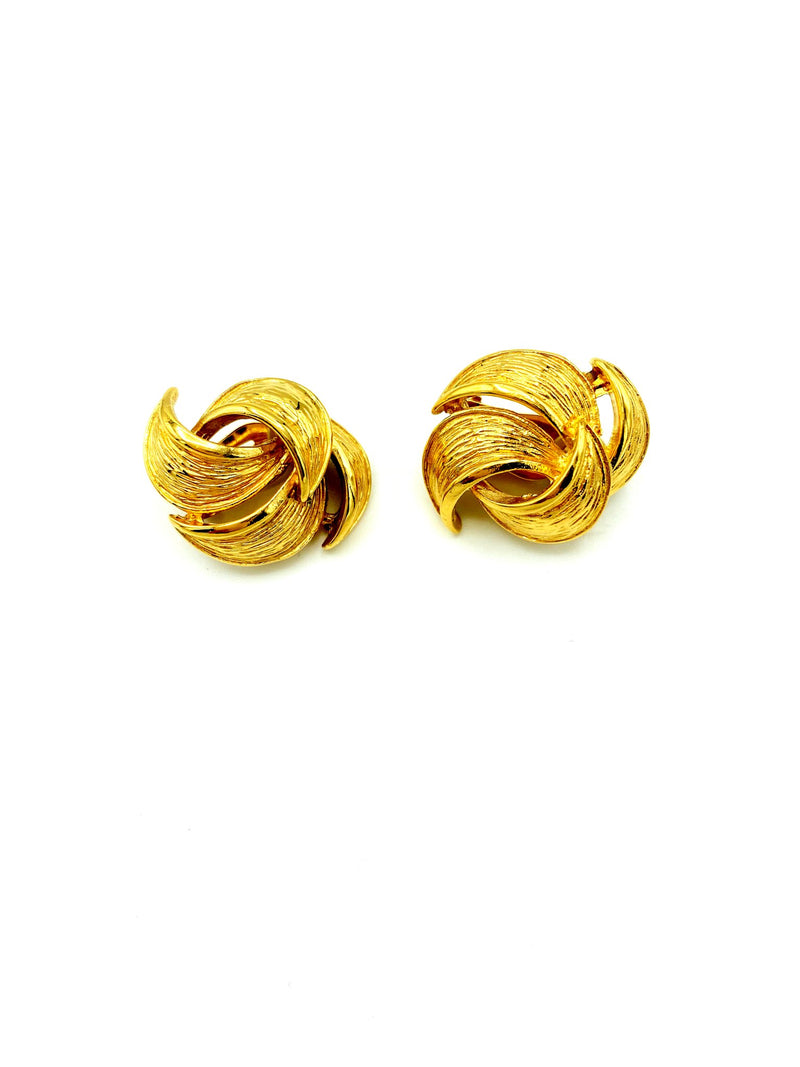 Givenchy Gold Swirl Petite Vintage Clip-On Earrings - 24 Wishes Vintage Jewelry