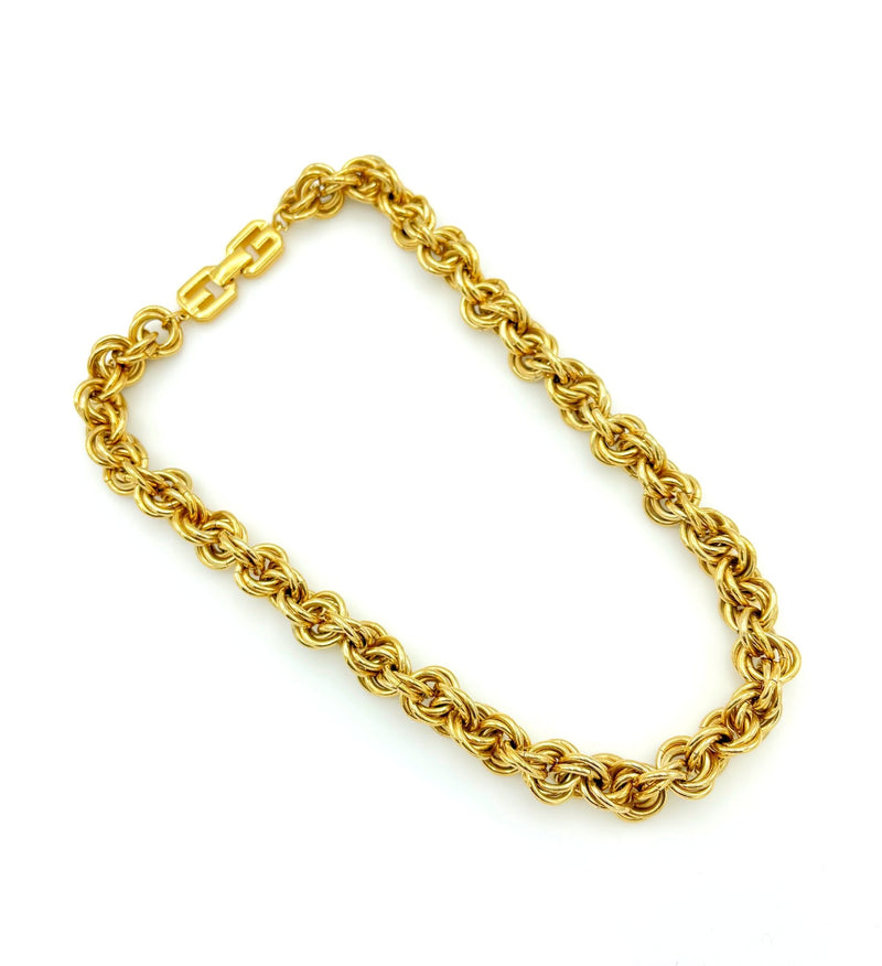 Givenchy Gold Triple Link Chain Vintage Necklace - 24 Wishes Vintage Jewelry
