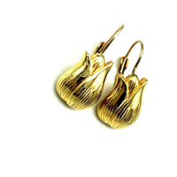 Givenchy Gold Tulip Vintage Dangle Drop Pierced Earrings - 24 Wishes Vintage Jewelry