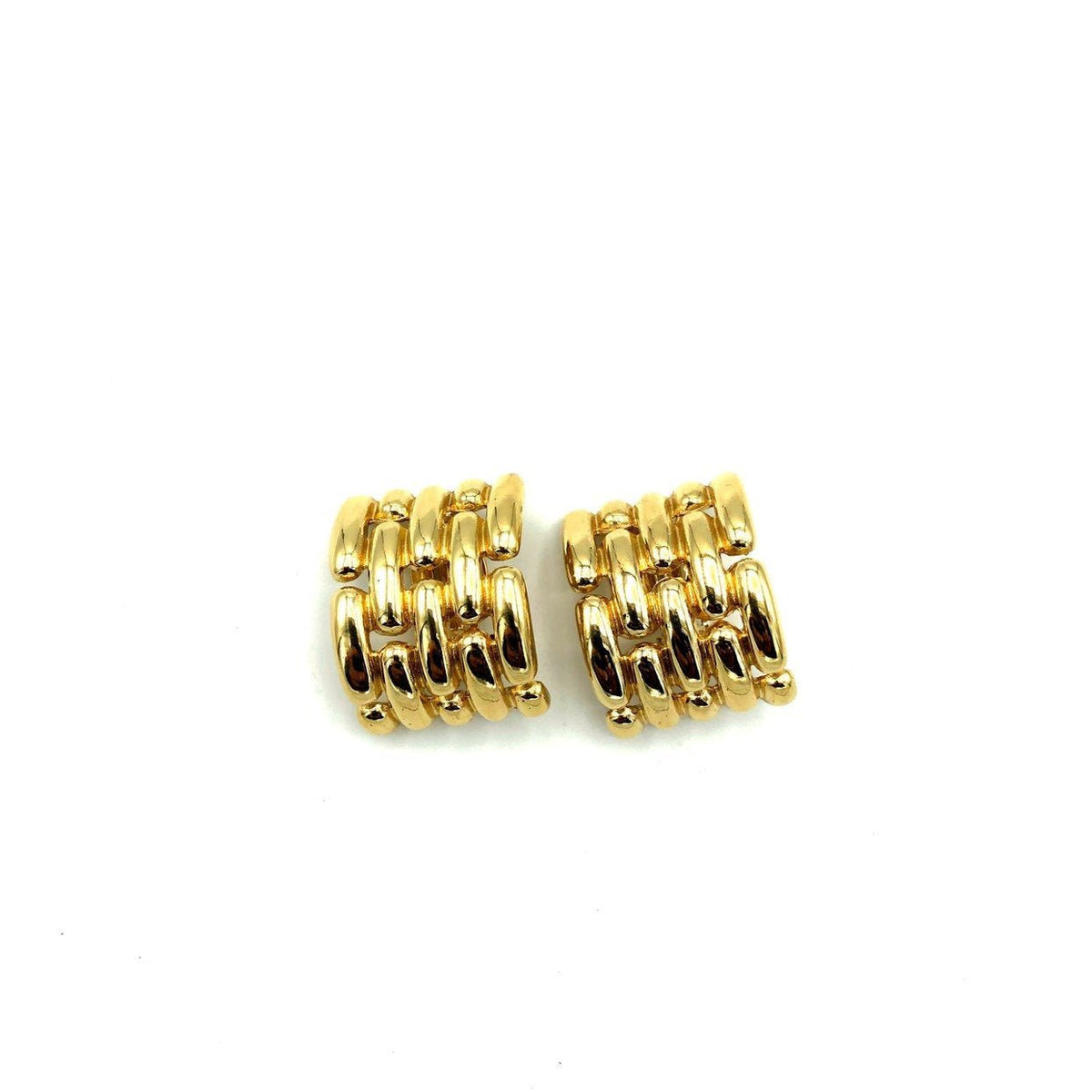 Givenchy Gold Weave Wide Chunky Hoop Vintage Earrings - 24 Wishes Vintage Jewelry