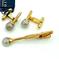 Givenchy Golf Tee & Ball Cufflinks Tie Clip - 24 Wishes Vintage Jewelry