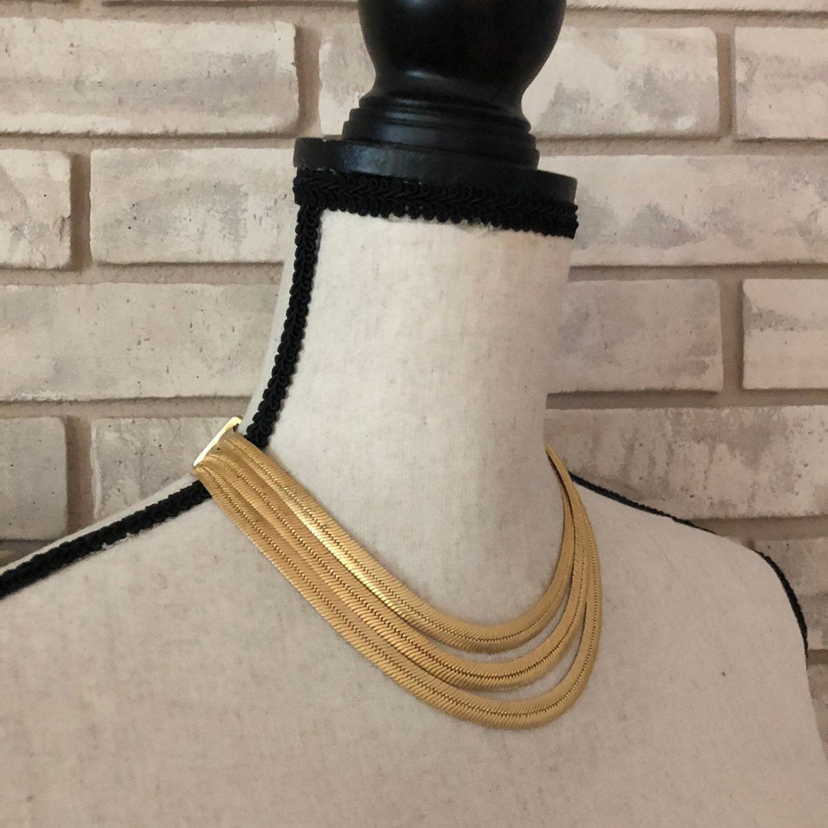 Givenchy Heavy Matt Gold Three Chain Vintage Necklace - 24 Wishes Vintage Jewelry