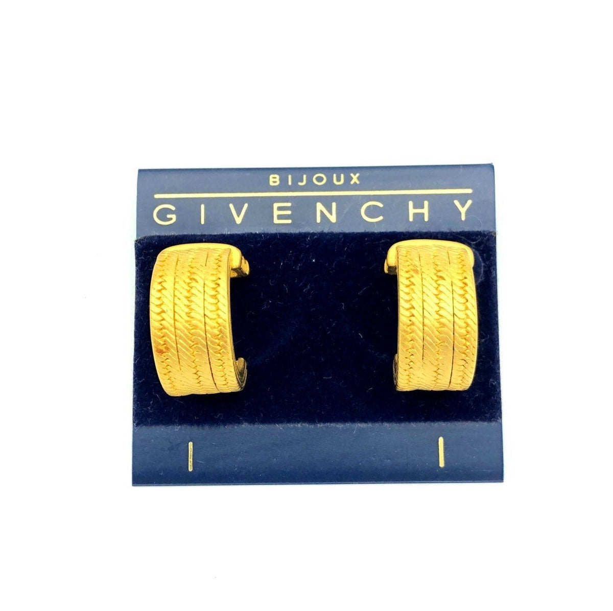 Givenchy Matt Gold Logo Vintage Chain Hoop Pierced Earrings - 24 Wishes Vintage Jewelry
