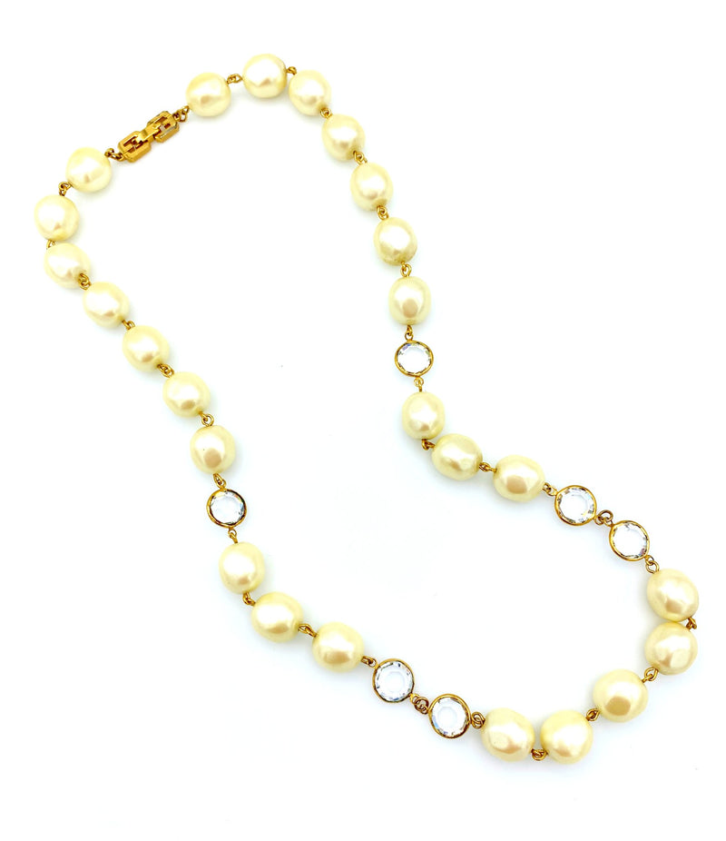 Givenchy Pearl & Crystal Vintage Necklace - 24 Wishes Vintage Jewelry