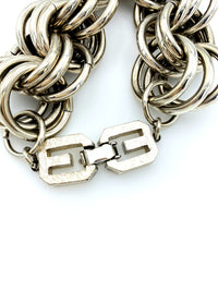 Givenchy Silver Three Link Stacking Chain Vintage Bracelet - 24 Wishes Vintage Jewelry