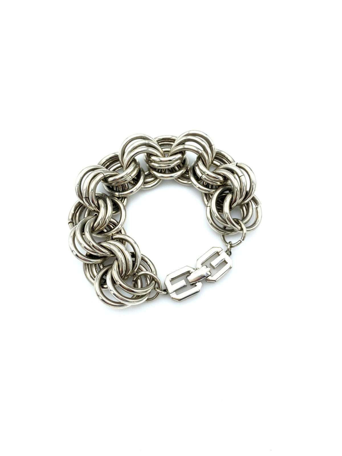 Givenchy Silver Three Link Stacking Chain Vintage Bracelet - 24 Wishes Vintage Jewelry