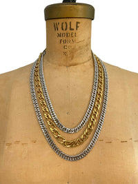 Gold and Silver Monet Layered Long Multi-Strand Chain Vintage Necklace - 24 Wishes Vintage Jewelry