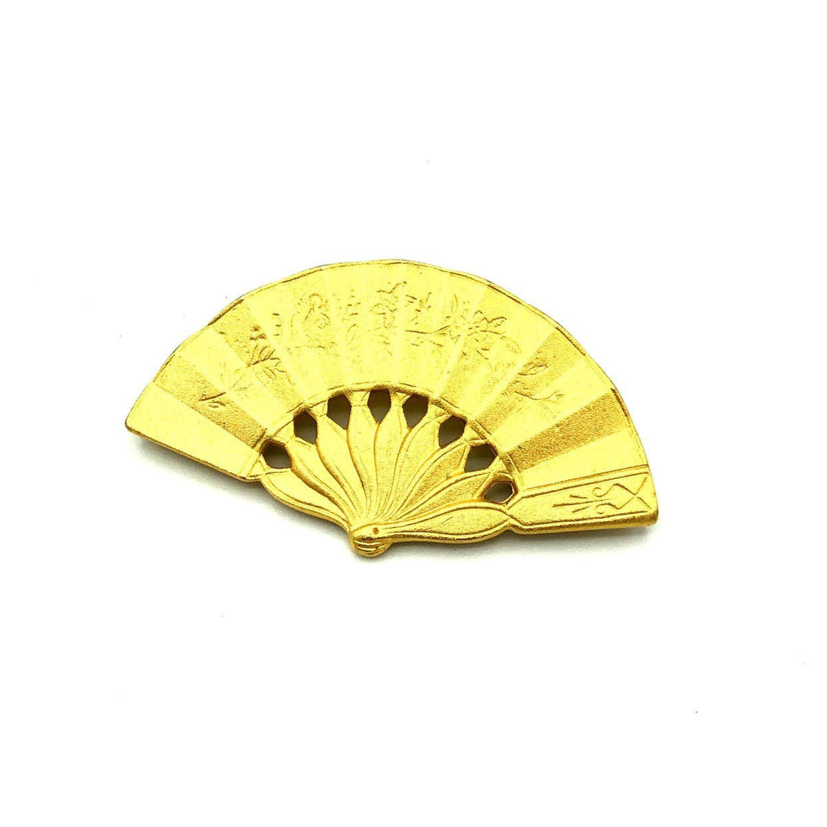 Gold Ben-Amun Vintage Asian Inspired Fan Brooch - 24 Wishes Vintage Jewelry