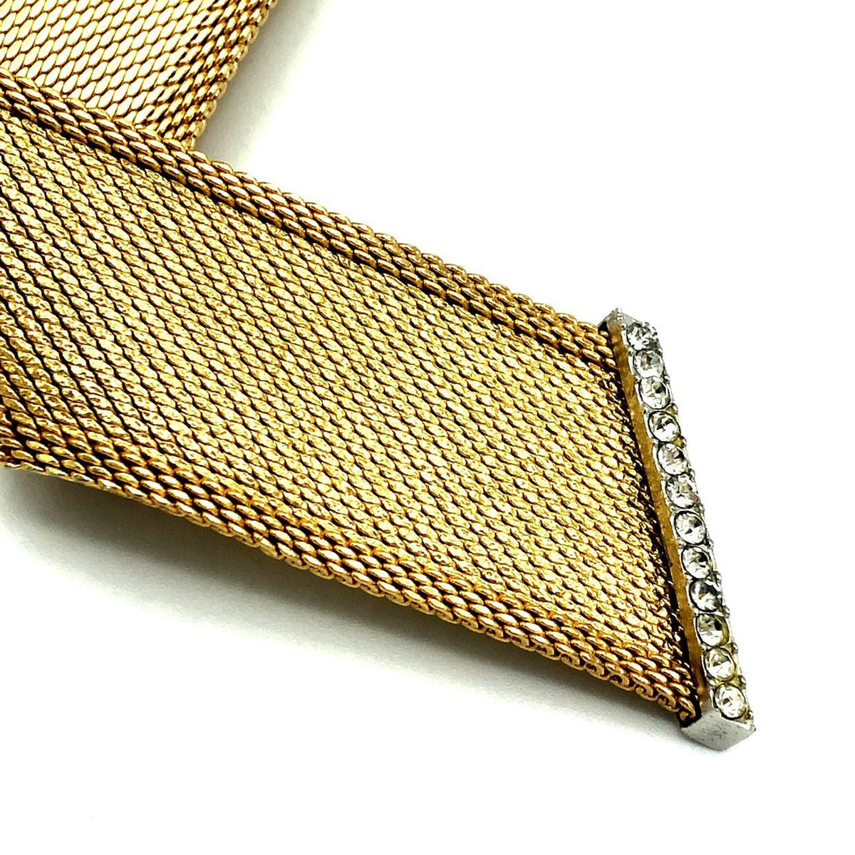 Gold Christian Dior Mesh Ribbon Classic Vintage Brooch - 24 Wishes Vintage Jewelry