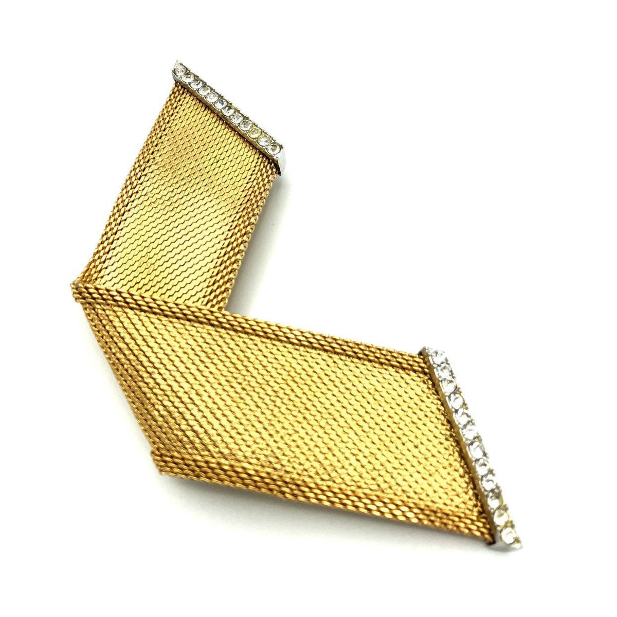 Gold Christian Dior Mesh Ribbon Classic Vintage Brooch - 24 Wishes Vintage Jewelry