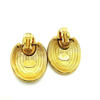 Gold Chunky Door Knocker Vintage Clip-On Earrings By Jacqueline Ferrar - 24 Wishes Vintage Jewelry
