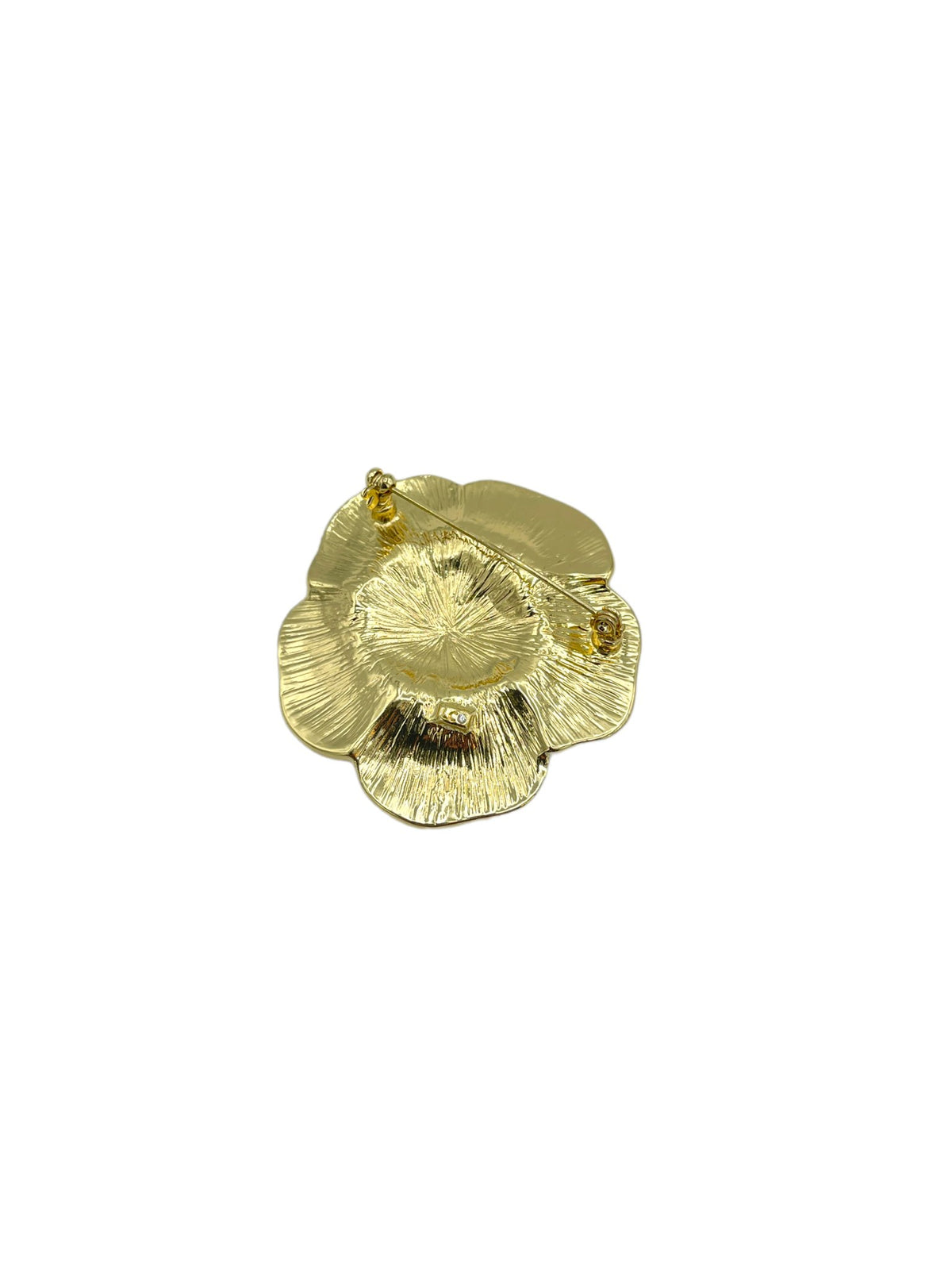 Gold Classic Liz Claiborne Red Enamel Flower Vintage Brooch - 24 Wishes Vintage Jewelry