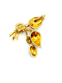Gold Coro Pegasus Floral Diamante Rhinestone Vintage Brooch - 24 Wishes Vintage Jewelry