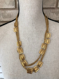 Gold Crown Trifari Vintage Layered Long Chain Necklace - 24 Wishes Vintage Jewelry