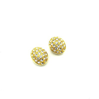 Gold Diamante Half Hoop Rhinestone Vintage Clip-On Earrings - 24 Wishes Vintage Jewelry