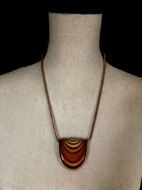 Gold Eisenberg Artist Series Brown Enamel Vintage Pendant - 24 Wishes Vintage Jewelry