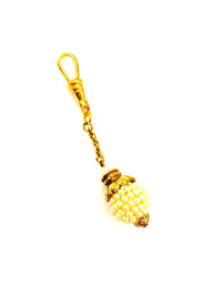 Gold Faux Seed Pearl Bead Victorian Revival Charm - 24 Wishes Vintage Jewelry