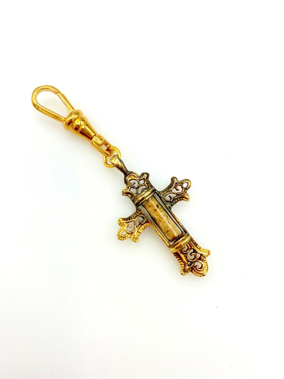 Gold Filigree Style Cross Charm - 24 Wishes Vintage Jewelry