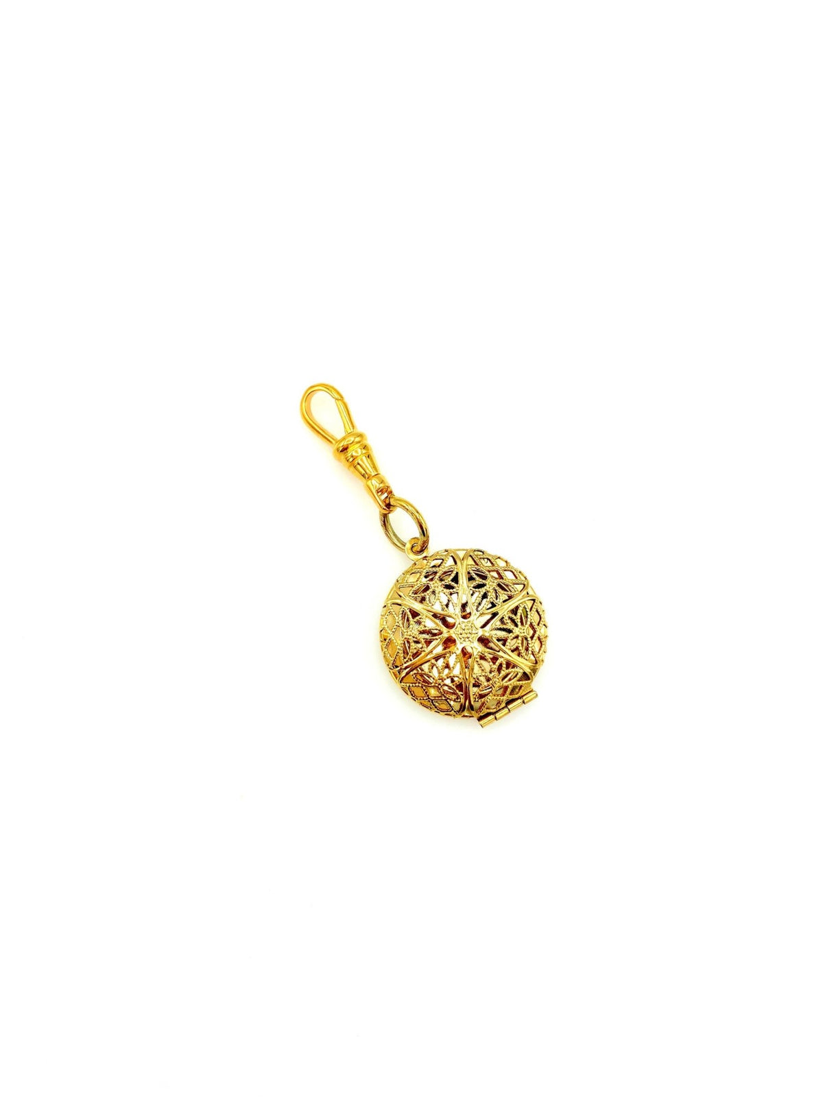 Gold Filigree Victorian Revival Locket Charm - 24 Wishes Vintage Jewelry