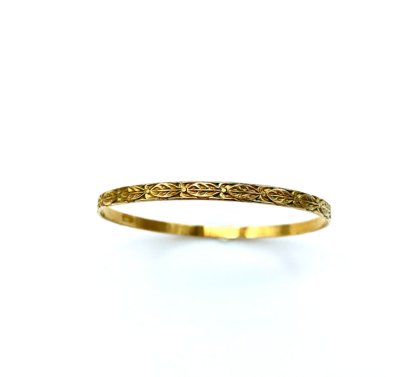 Gold Filled Danecraft Thin Floral Vintage Bangle Bracelet - 24 Wishes Vintage Jewelry