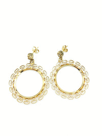Gold Filled Filigree Circle Dangle Pierced Earrings - 24 Wishes Vintage Jewelry