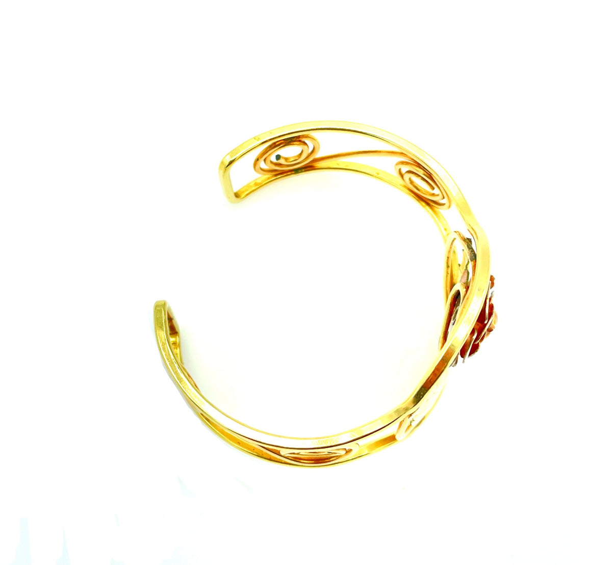 Gold Filled Floral Vintage Cuff Bracelet - 24 Wishes Vintage Jewelry