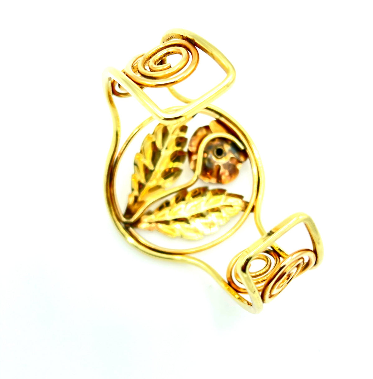Gold Filled Floral Vintage Cuff Bracelet - 24 Wishes Vintage Jewelry