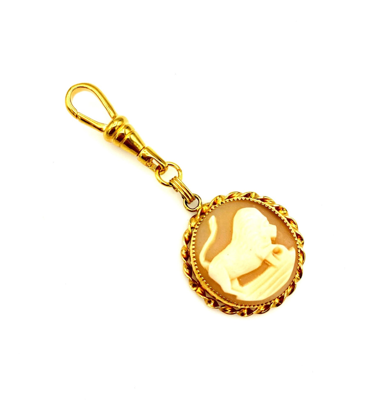Gold Filled Lion Cameo Charm - 24 Wishes Vintage Jewelry