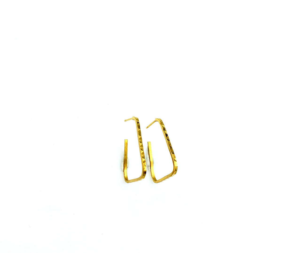 Gold Filled Thin Triangle Vintage Hoop Pierced Earrings - 24 Wishes Vintage Jewelry