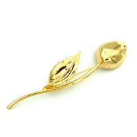 Gold Givenchy Long Stem Rose Vintage Brooch Pin - 24 Wishes Vintage Jewelry
