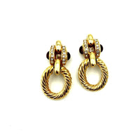 Gold Gripox Cabochon Rhinestone Vintage Clip-On Earrings - 24 Wishes Vintage Jewelry