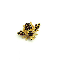 Gold Joan Rivers Petite Bee Red Crystal Brooch - 24 Wishes Vintage Jewelry