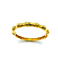 Gold Joan Rivers Thin Bamboo Vintage Hinged Bangle Bracelet - 24 Wishes Vintage Jewelry