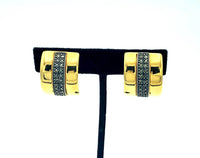 Gold Judith Jack Silver Marcasite Half Hoop Clip-On Vintage Earrings - 24 Wishes Vintage Jewelry