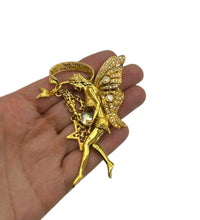 Gold Kirks Folly Large Fairy Godmother Charm AB Rhinestone Brooch - 24 Wishes Vintage Jewelry