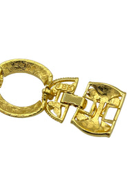 Gold Large Open Oval Link Floral Enamel Jacqueline Kennedy JBK Bracelet - 24 Wishes Vintage Jewelry