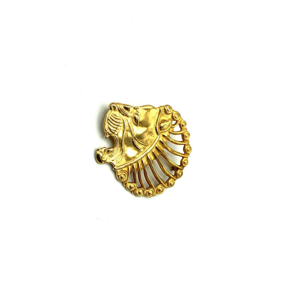 Gold MMA Lion Head Brooch Pendant - 24 Wishes Vintage Jewelry