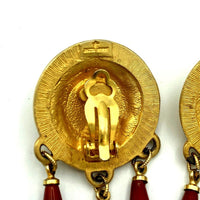 Gold Patti Horn Etruscan Revival Dangle Earrings - 24 Wishes Vintage Jewelry