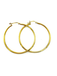 Gold Plated Sterling Silver Large Vintage Hoop Pierced Earrings - 24 Wishes Vintage Jewelry
