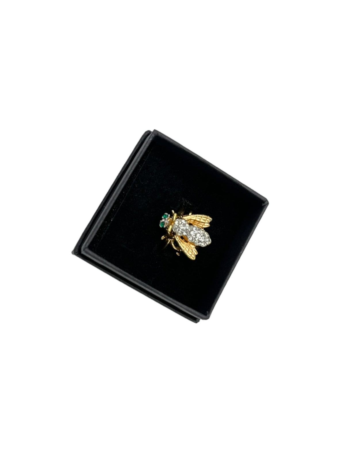 Gold Rhinestone Bee Statement Cocktail Ring - 24 Wishes Vintage Jewelry