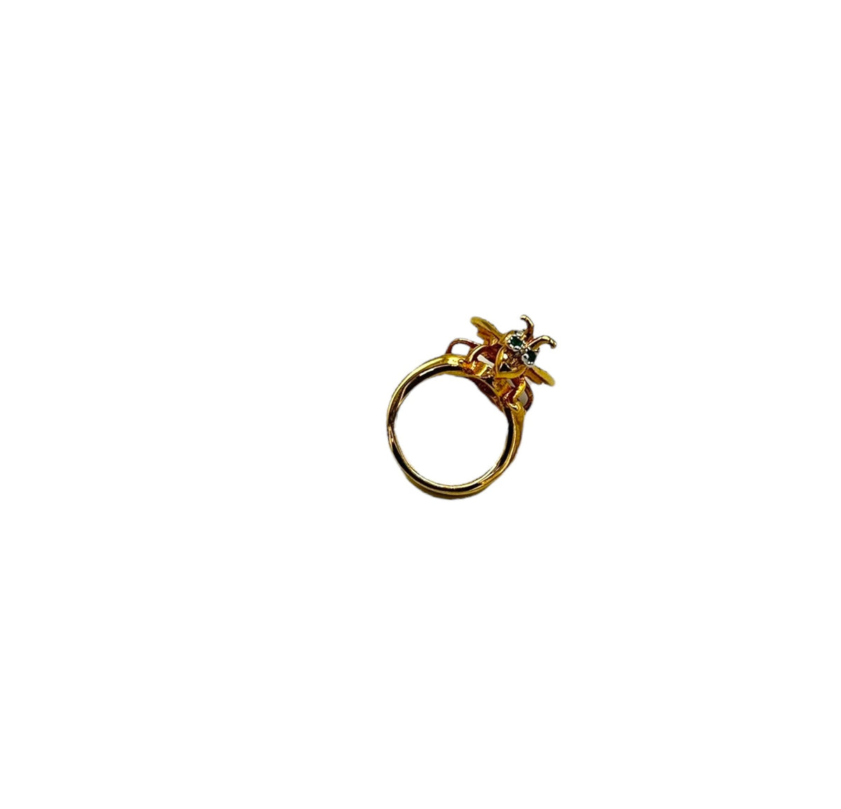 Gold Rhinestone Bee Statement Cocktail Ring - 24 Wishes Vintage Jewelry