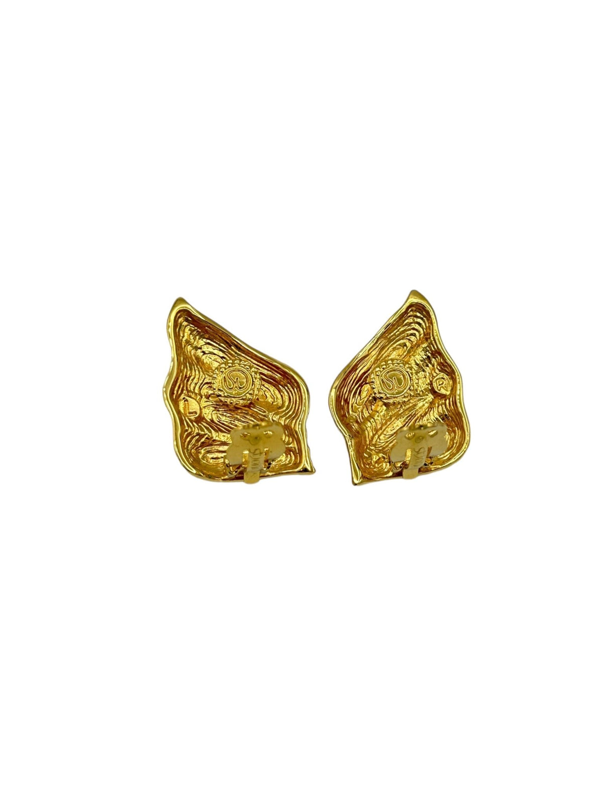 Gold St. John Chunky Classic Clip-On Earrings - 24 Wishes Vintage Jewelry