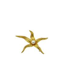 Gold Starfish Pearl Center Vintage Brooch by Craft - 24 Wishes Vintage Jewelry